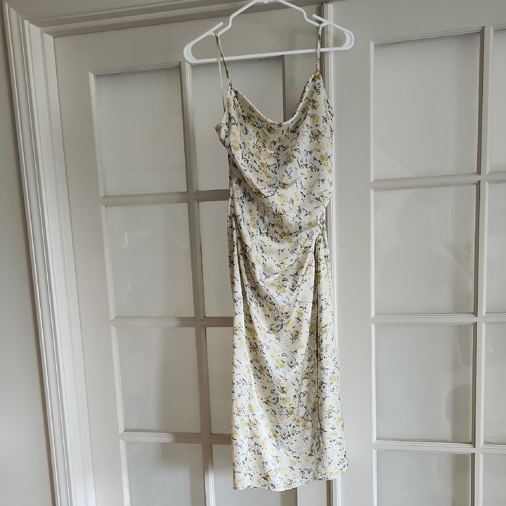 Re:named Mint Cowl Neck Midi Slip Dress